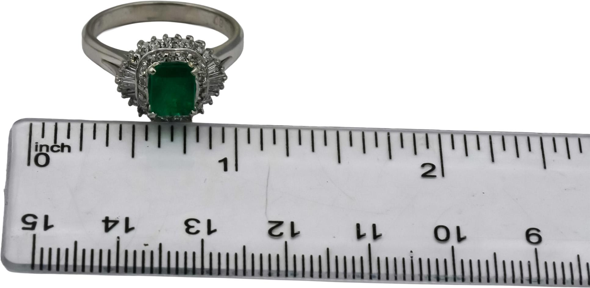 Platinum VS Diamond and Emerald Cocktail Ring 1.74CT Size 8