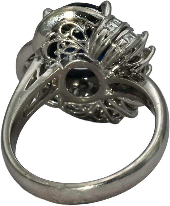 GIA Certified Platinum Sapphire and Diamond Cocktail Ring 4.41CT Size 5.75