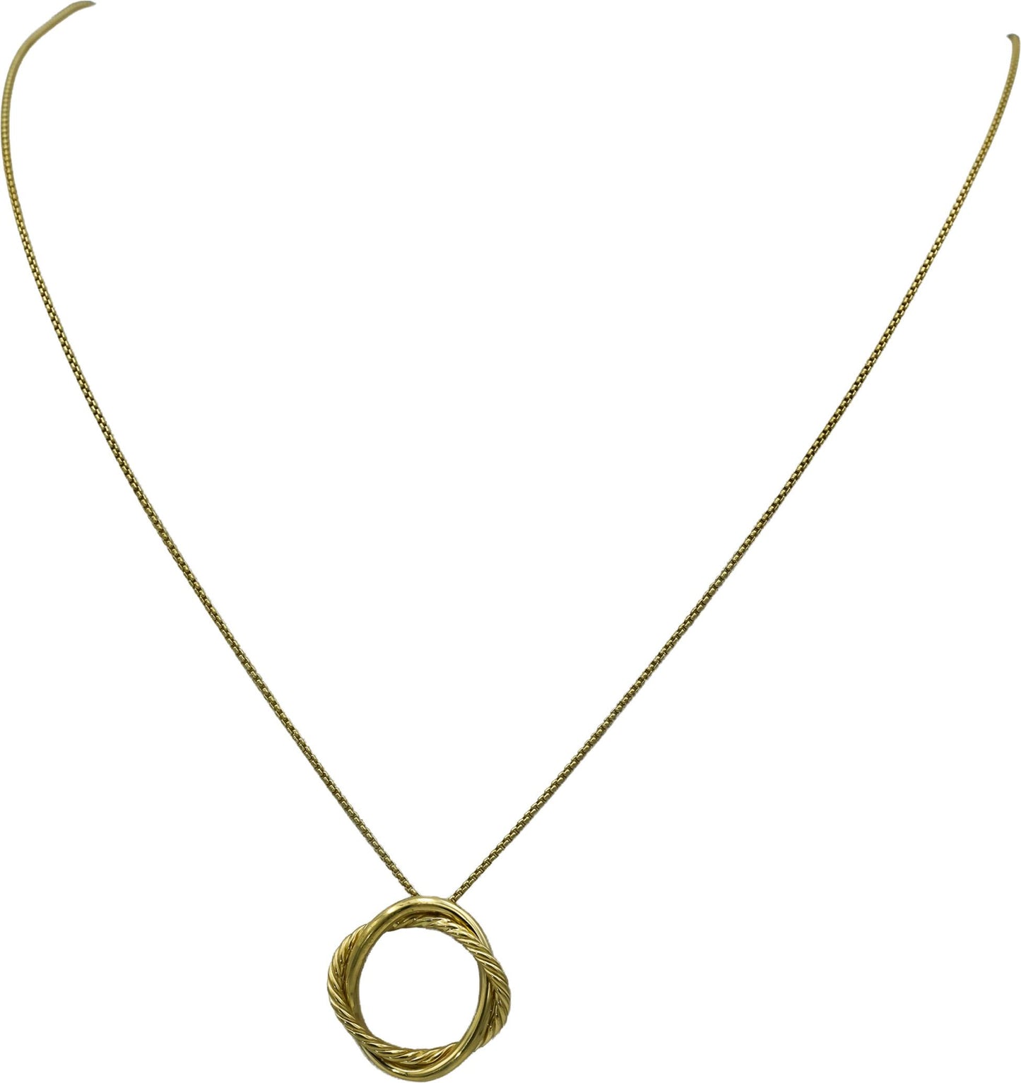DAVID YURMAN 18k Yellow Gold Classic Cable Crossover Circle Pendant Necklace