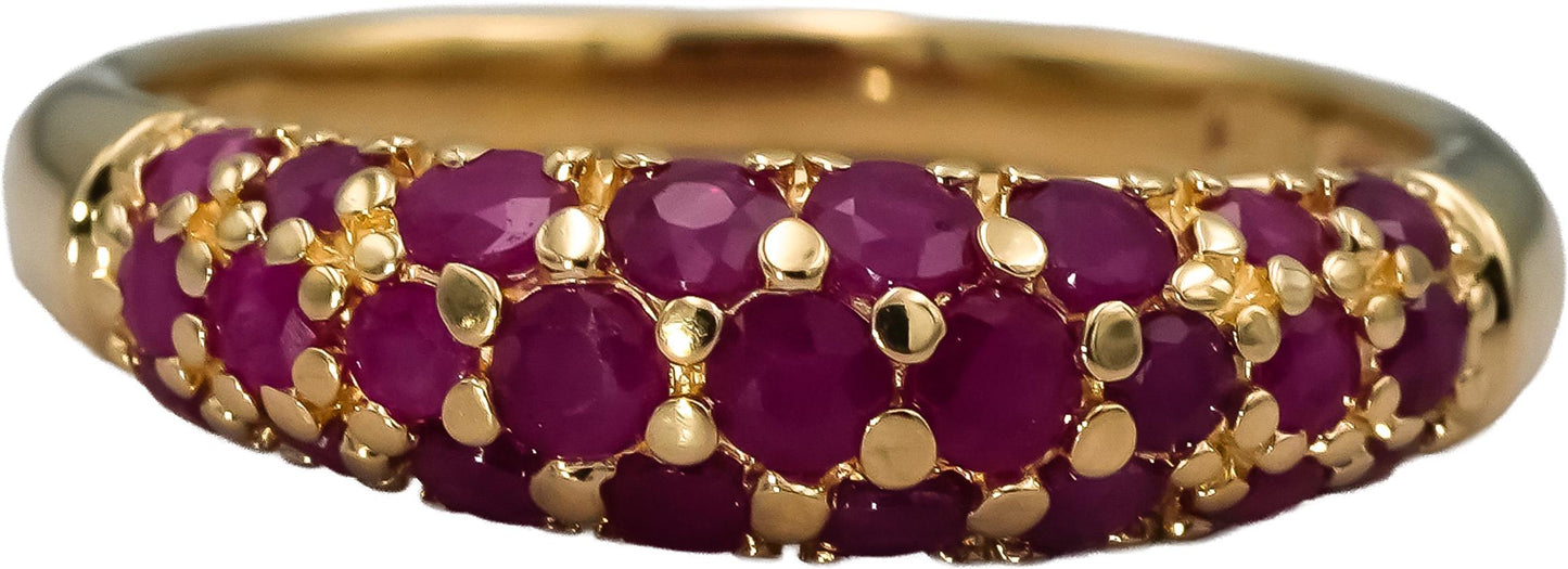 14k Yellow Gold Round Ruby Band Ring 0.55CT Size 8.25