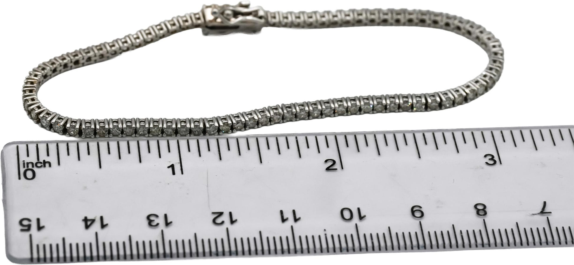 14k White Gold Round Diamond Tennis Bracelet 2.25CT