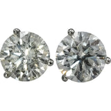 GIA Certified 14k White Gold I2/G Round Diamond Martini Stud Earrings 3.36CT