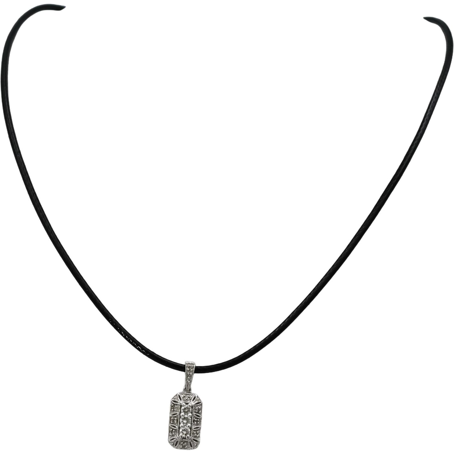 10k White Gold Round Diamond Pendant Necklace 0.25CT