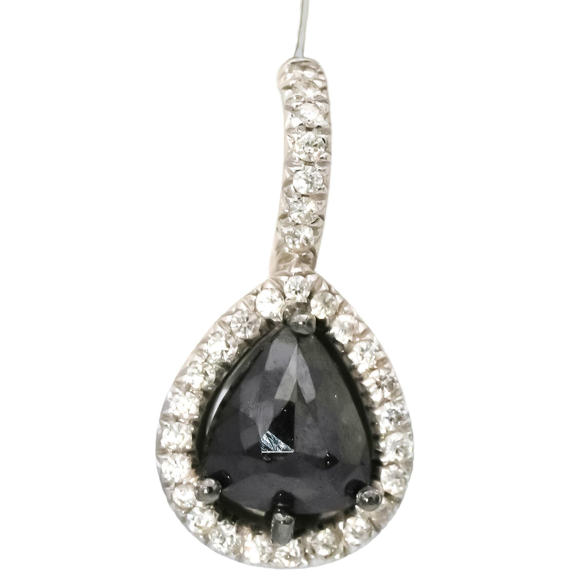 18k White Gold White and Black Diamond Dangle Earrings 2.0CT