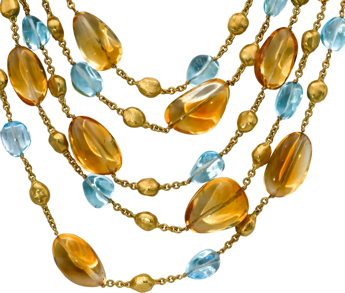 MARCO BICEGO 18k Yellow Gold Paradise Collection Five Strand Gemstone Necklace