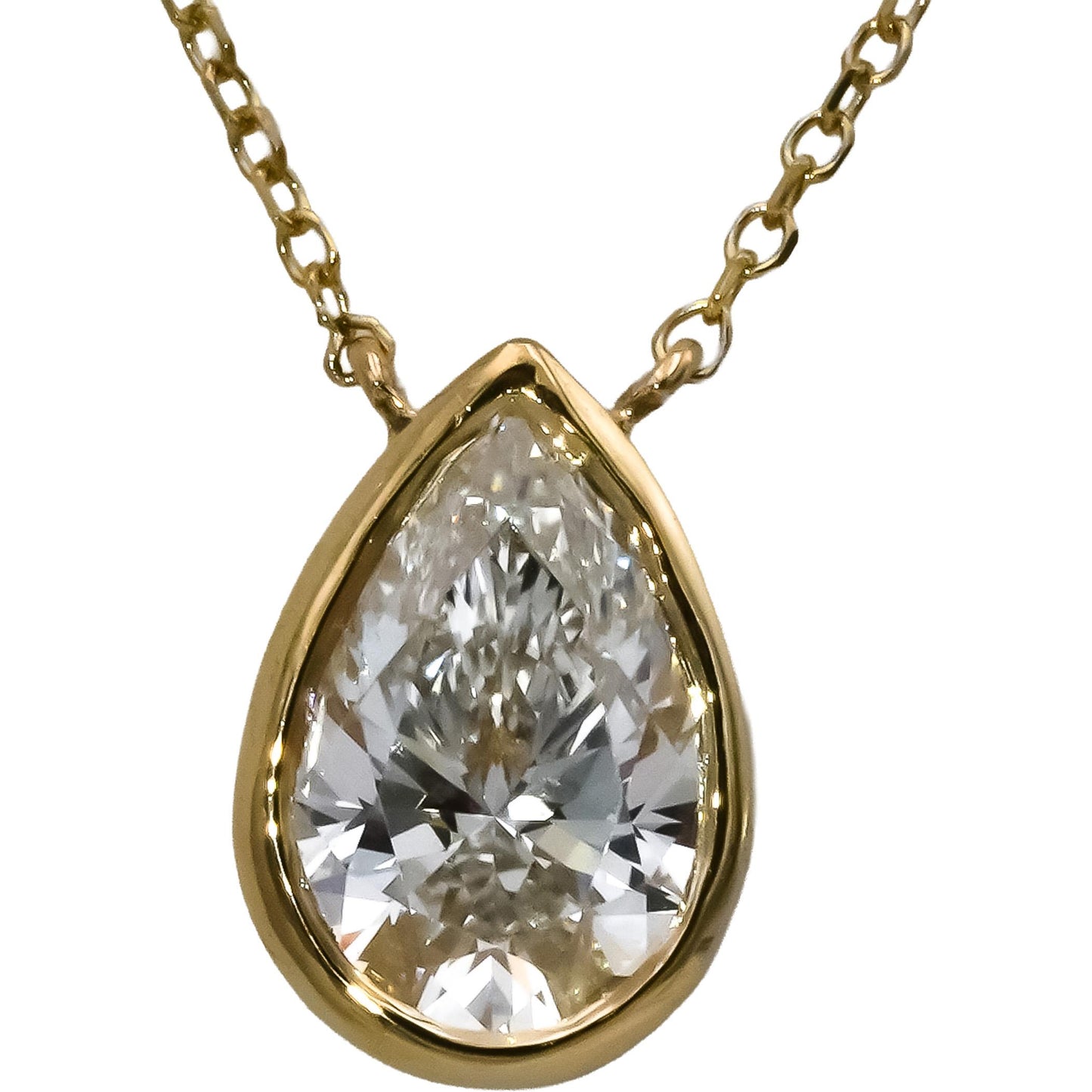14k Yellow Gold VS Pear Cut Lab-Grown Diamond Pendant Necklace 1.02CT