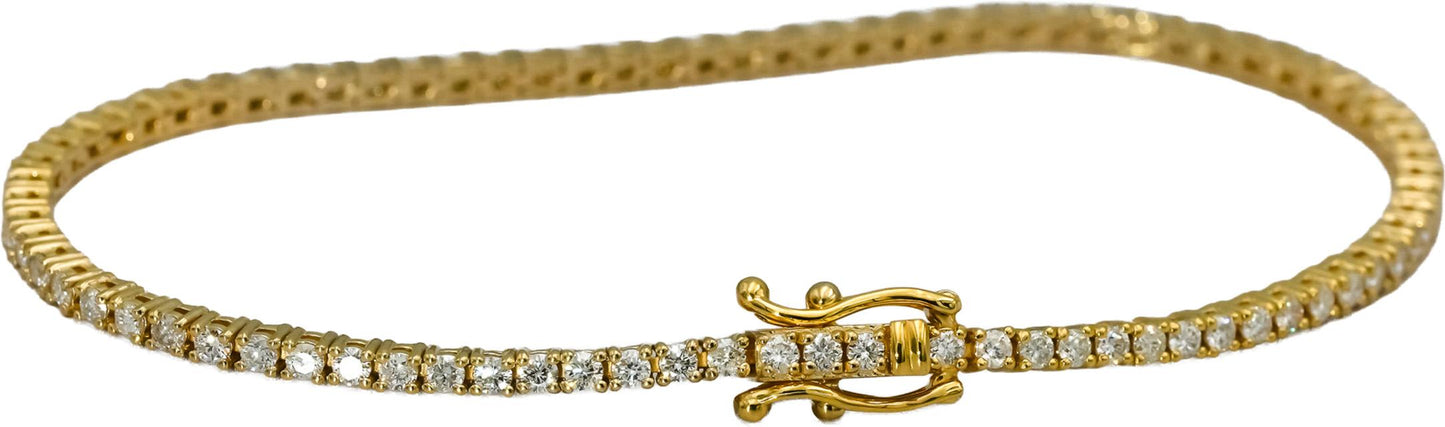14k Yellow Gold Round Natural Diamond Tennis Bracelet 1.95CT