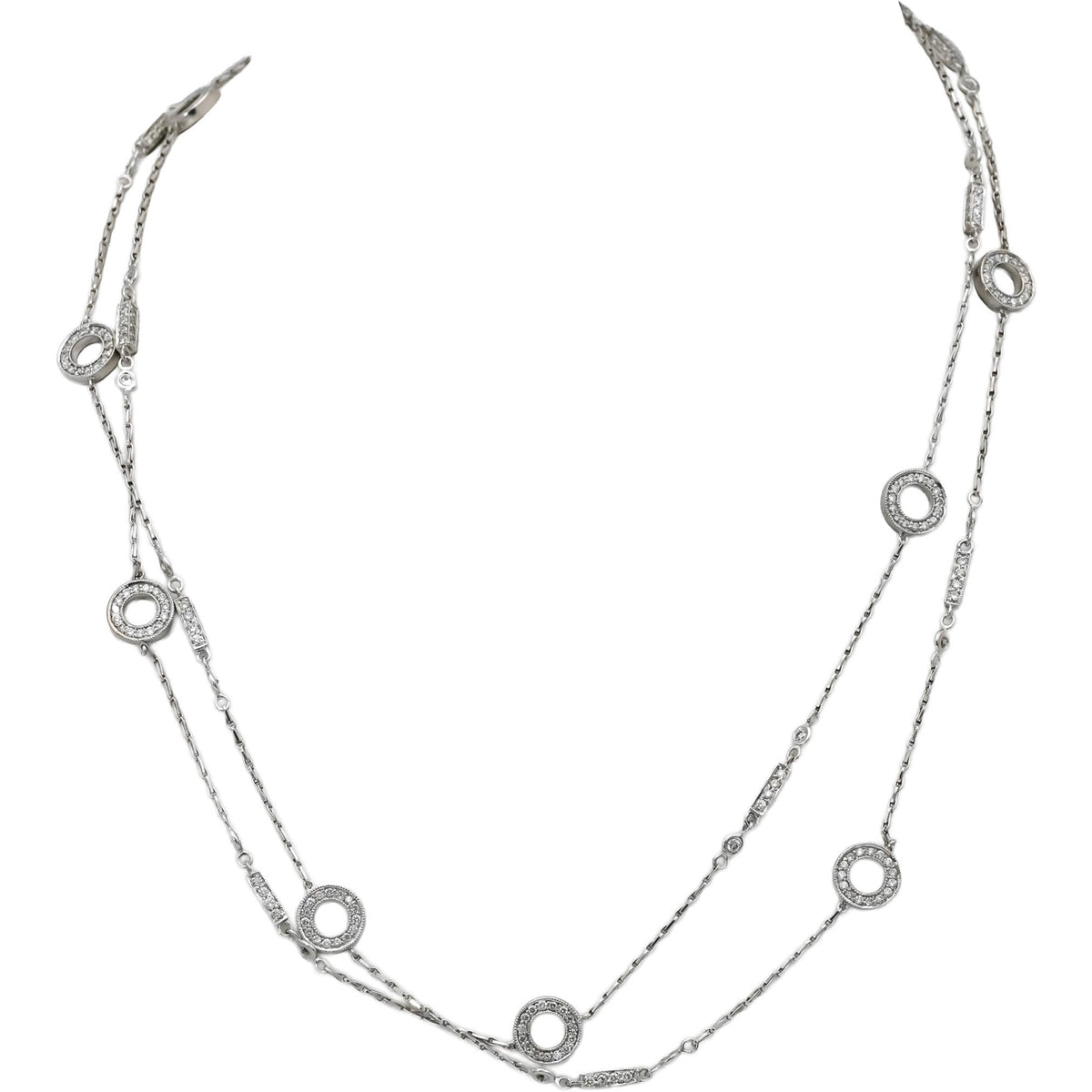 KWIAT 18k White Gold VS Round Natural Diamond Fancy Link Necklace 2.0-2.50CT