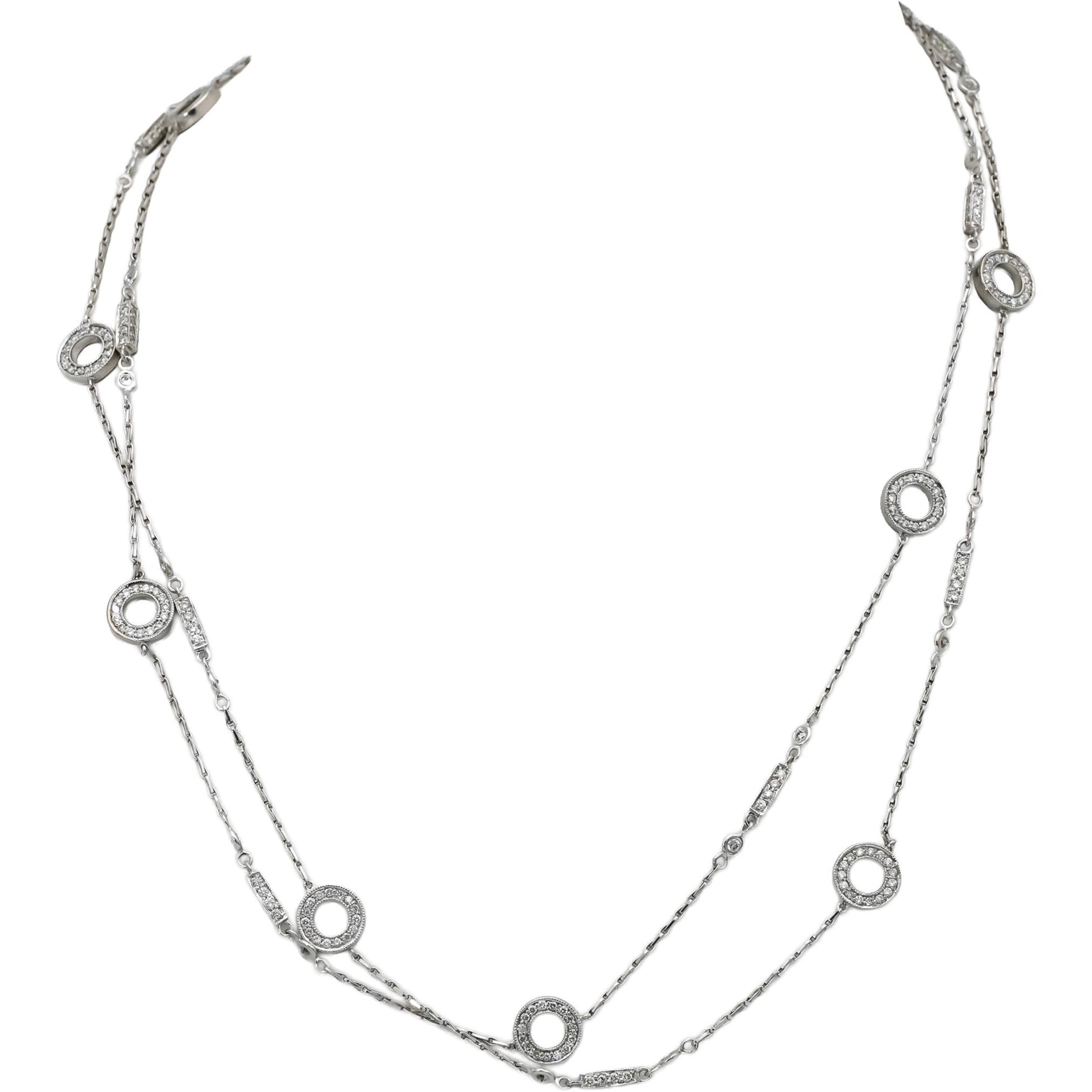 KWIAT 18k White Gold VS Round Natural Diamond Fancy Link Necklace 2.0-2.50CT