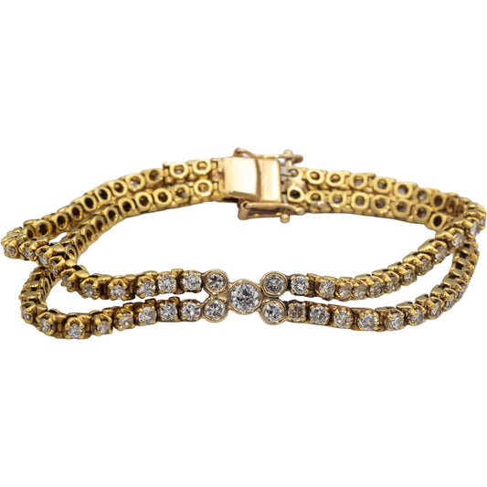 18k Yellow Gold VS Round Cut Diamond Two Chain Tennis Bracelet 4.0CT