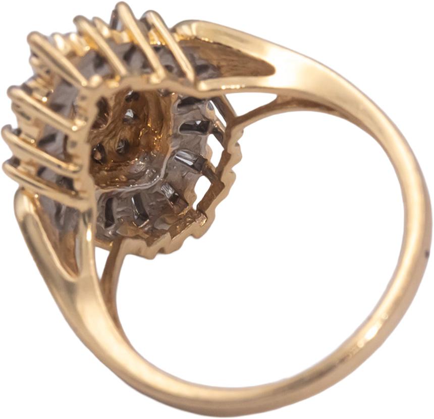 14k Yellow Gold 1.0CT Diamond Cluster Cocktail Ring Size 7