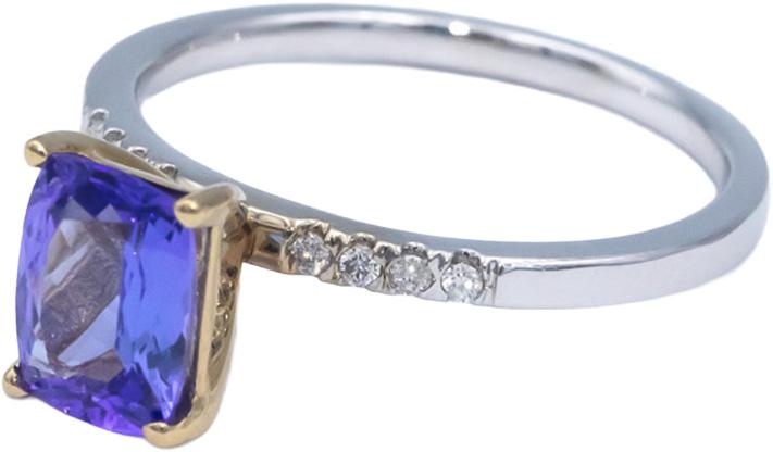14k White & Yellow Gold 1.62CT VS Diamond and Tanzanite Ring Size 6.75