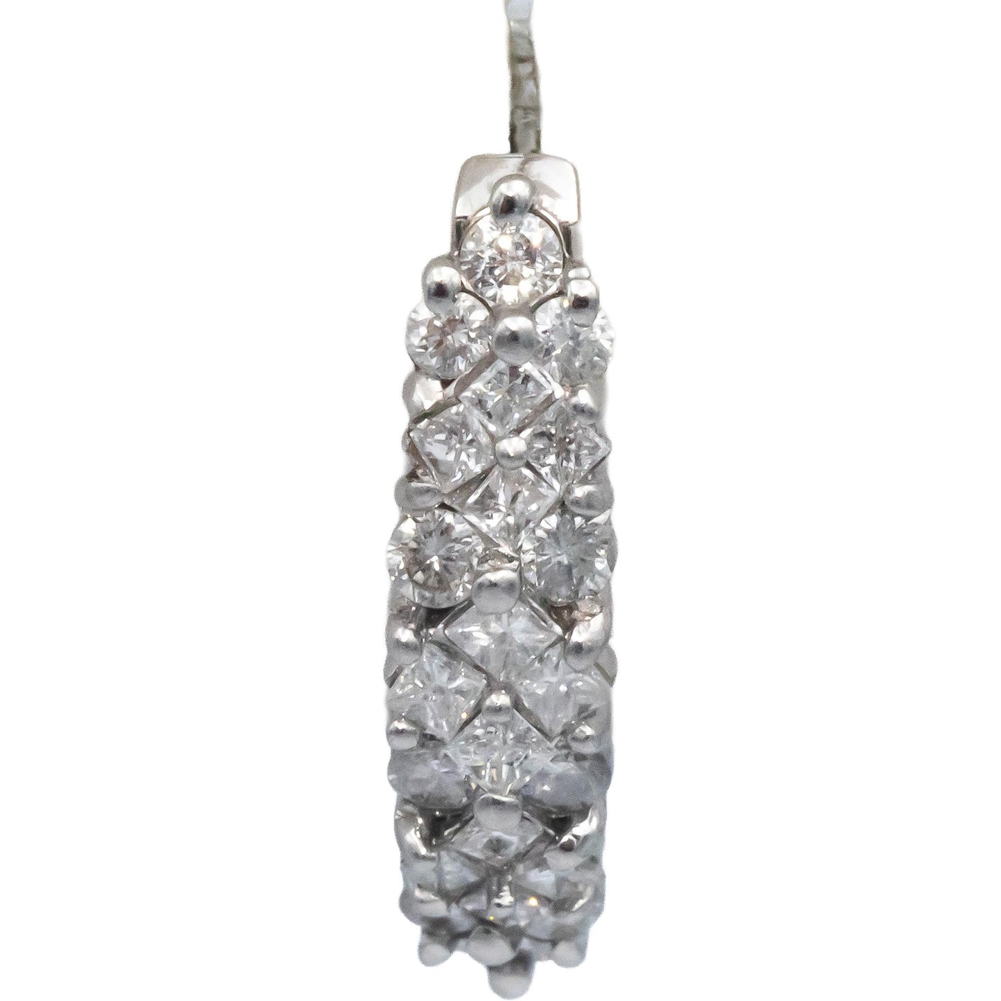 14k White Gold Jewelry 1.0CT Round Cut Diamond Cluster Curved Earrings