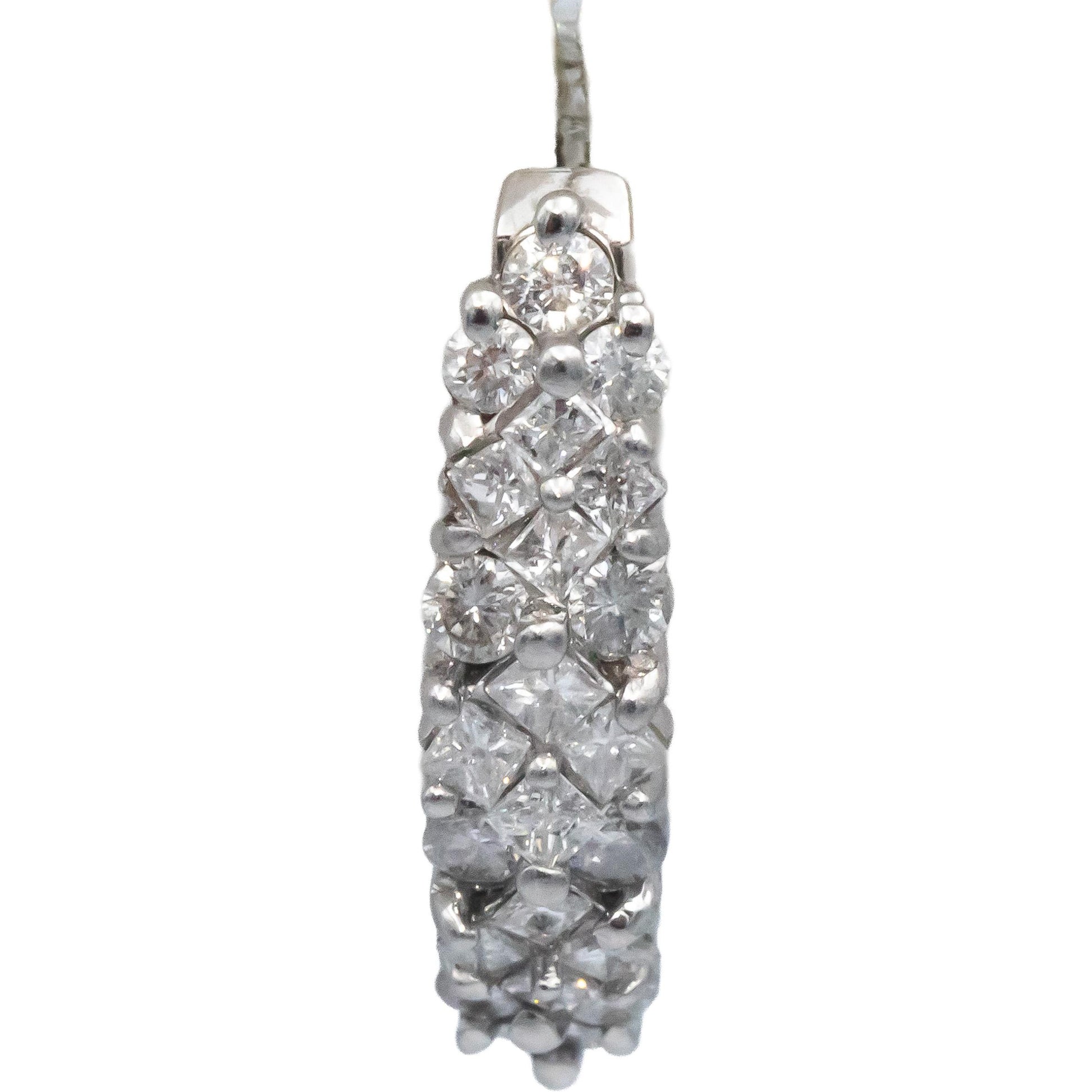 14k White Gold Jewelry 1.0CT Round Cut Diamond Cluster Curved Earrings