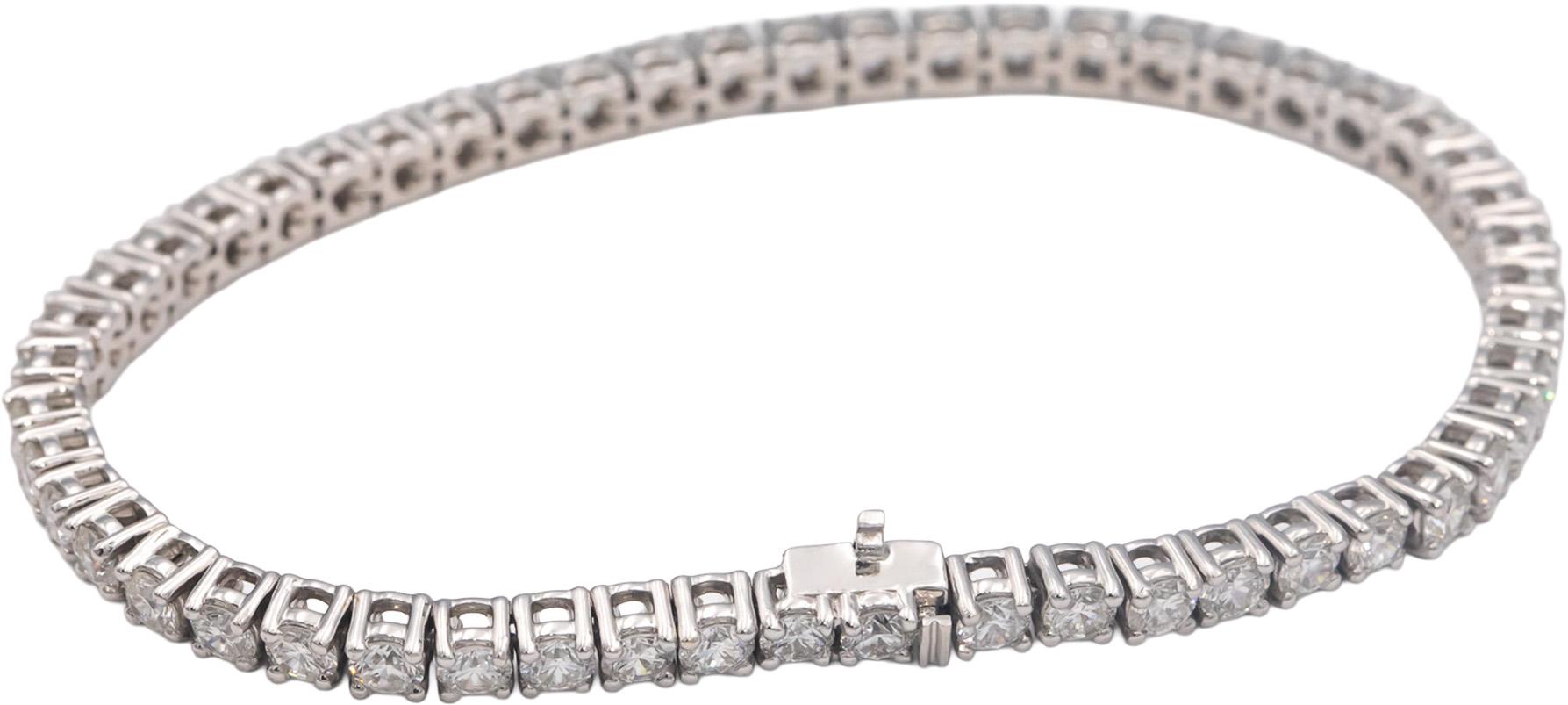 14k White Gold 5.0CT Round Cut Lab Grown Diamond Tennis Bracelet