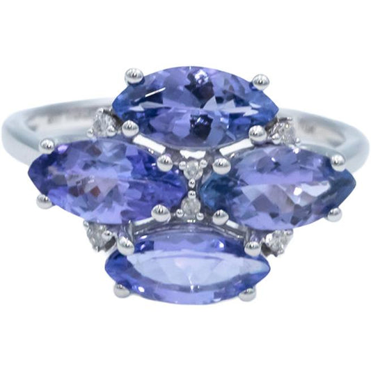 10k White Gold Tanzanite Cocktail Ring w/ Diamond Accents 4.05CT Size 7.25