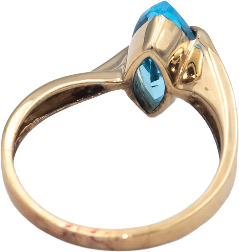 Blue Topaz Marquise Cut 10k Yellow Gold Solitaire Ring 1.0CT Size 7
