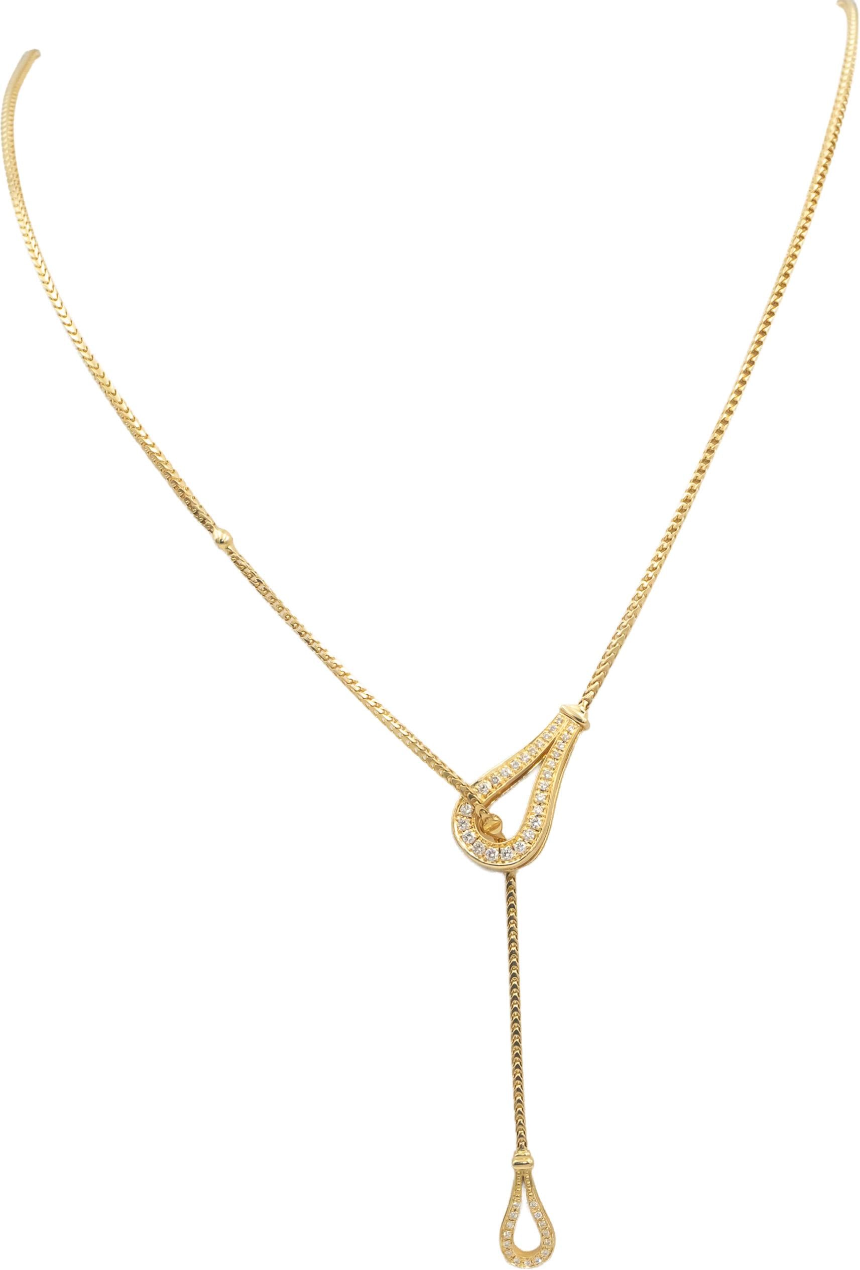 DI MODOLO Diamond 18k Yellow Gold Tempia Double Teardrop Necklace .50CT