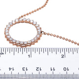 14k Rose Gold Lab Grown Round Diamond Circle Fixed Pendant Necklace 2.60CT