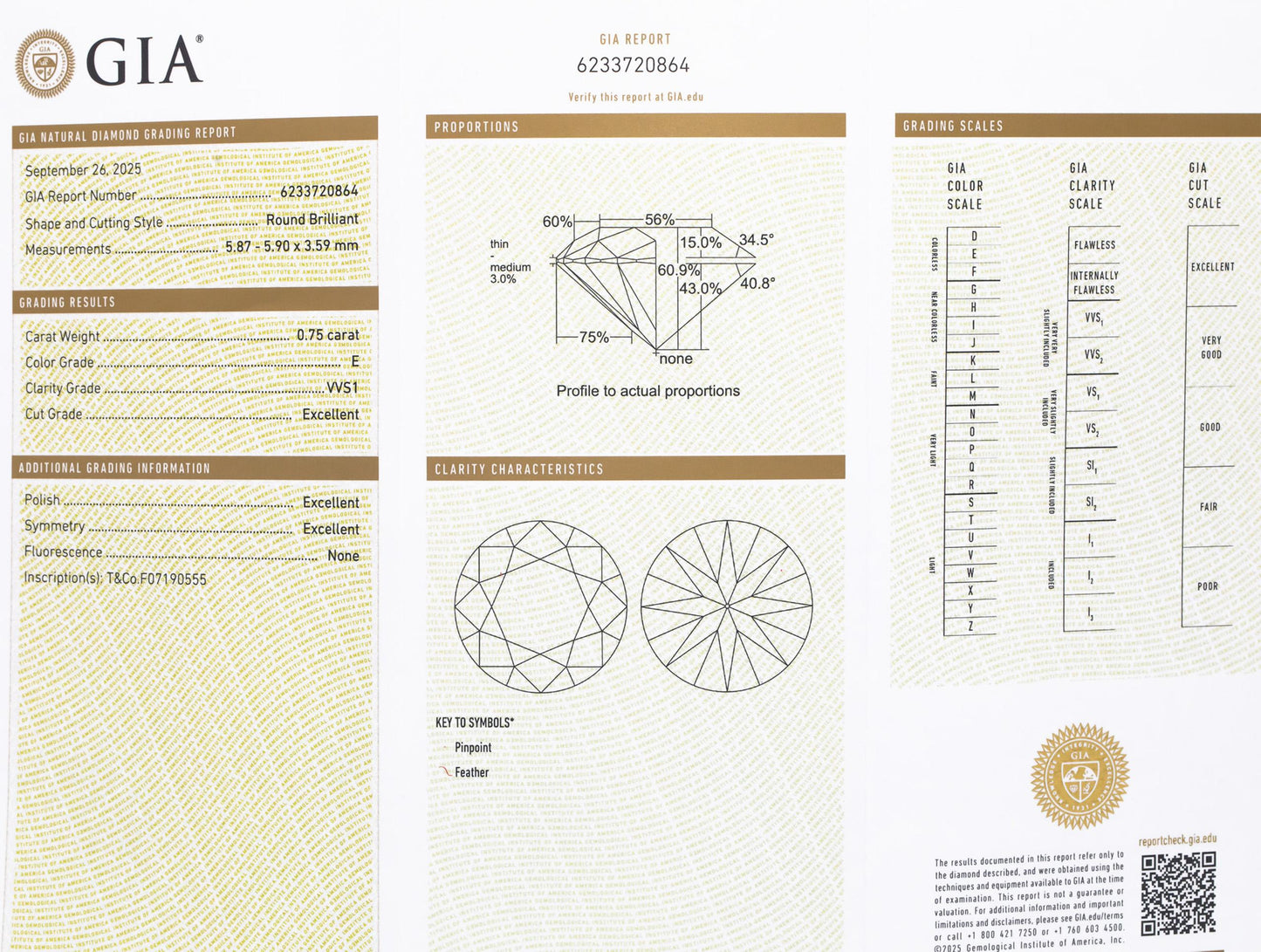 TIFFANY & CO. GIA Certified Round Diamond Platinum Stud Earrings 1.50CT w/ Box