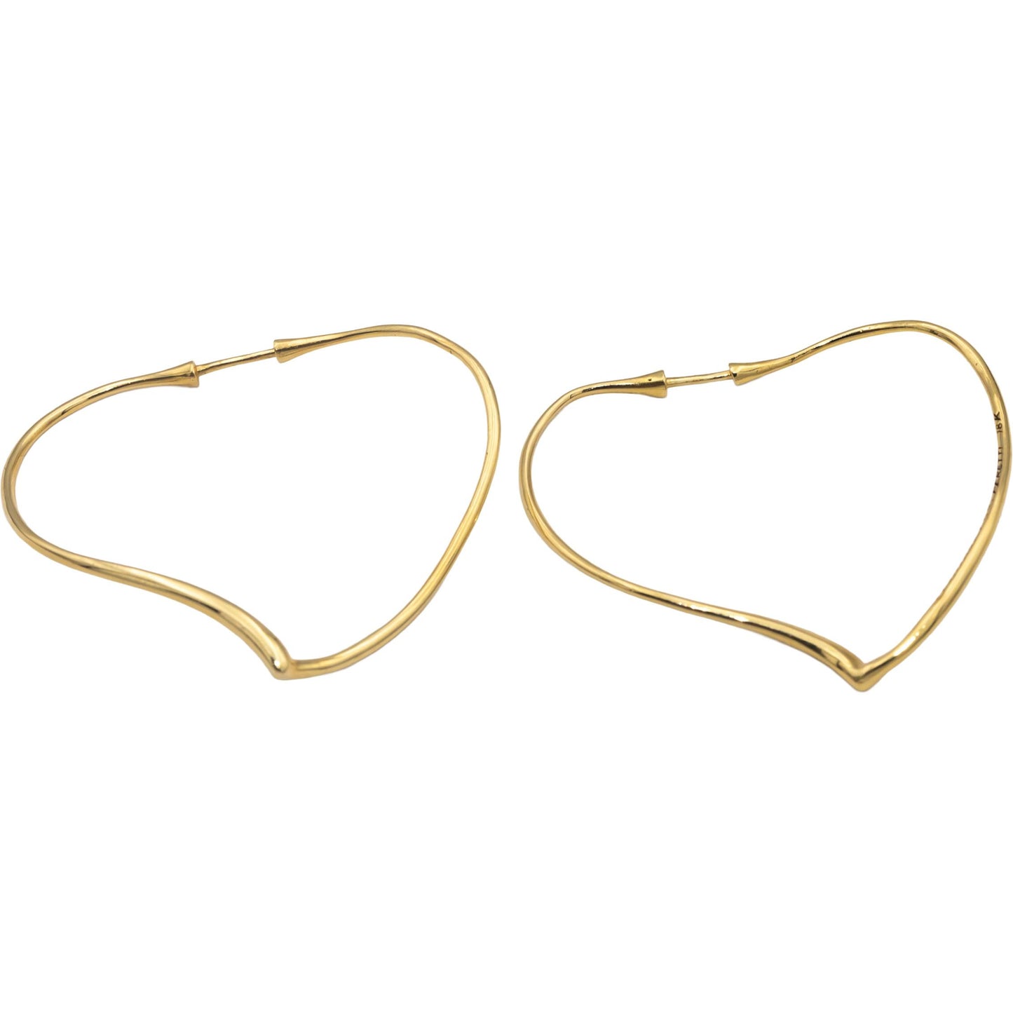 TIFFANY & CO. 18k Yellow Gold Elsa Peretti Open Heart Hoop Earrings w/ Box