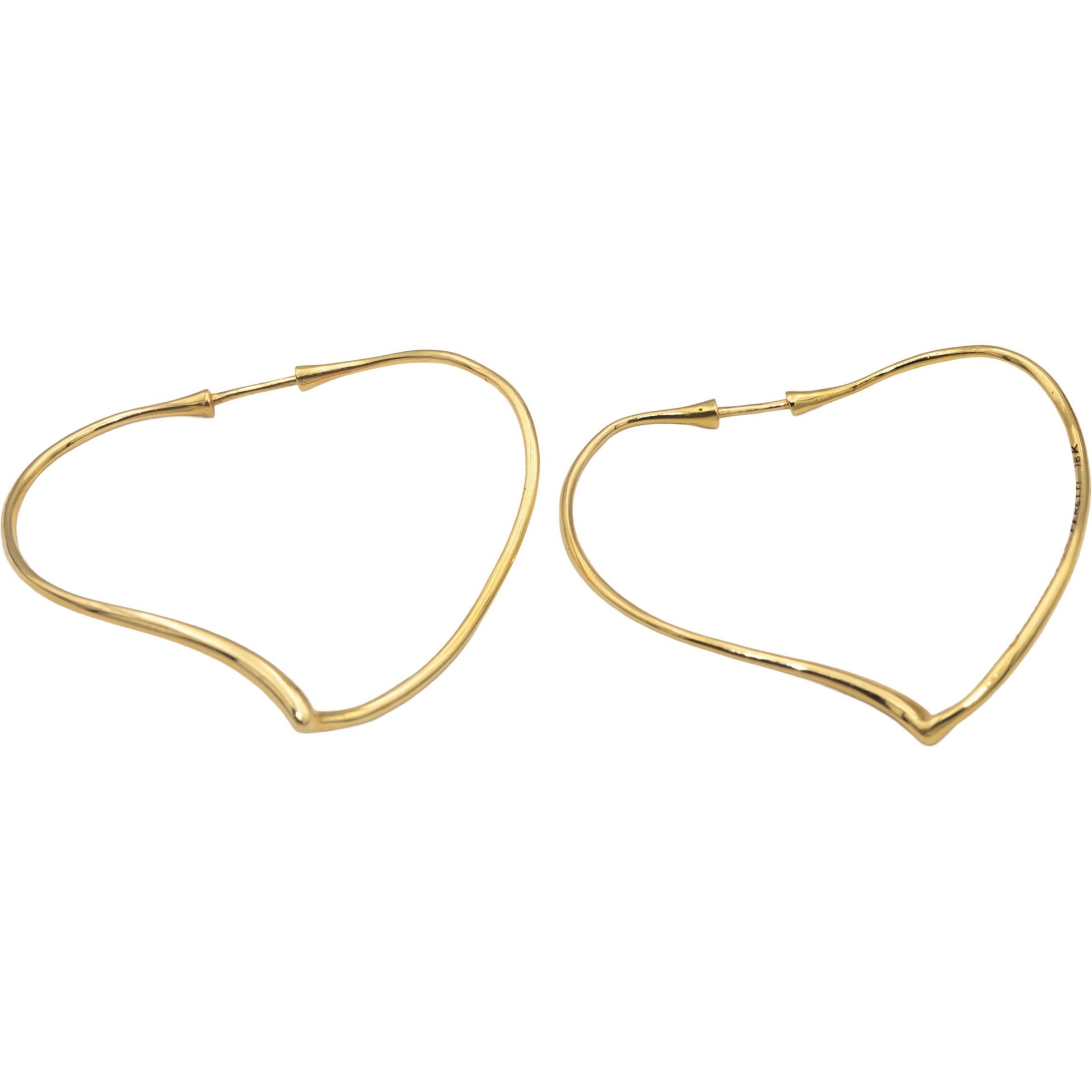 TIFFANY & CO. 18k Yellow Gold Elsa Peretti Open Heart Hoop Earrings w/ Box