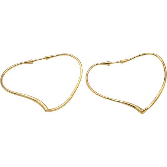 TIFFANY & CO. 18k Yellow Gold Elsa Peretti Open Heart Hoop Earrings w/ Box