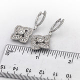 18k White Gold VS Round Diamond Cluster Drop Dangle Earrings 2.50CTW
