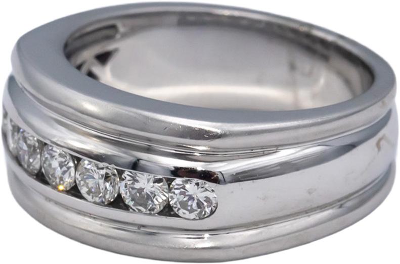 18k White Gold VS Round Channel Set Diamond Men's Band Ring 0.70CT Size 9.25