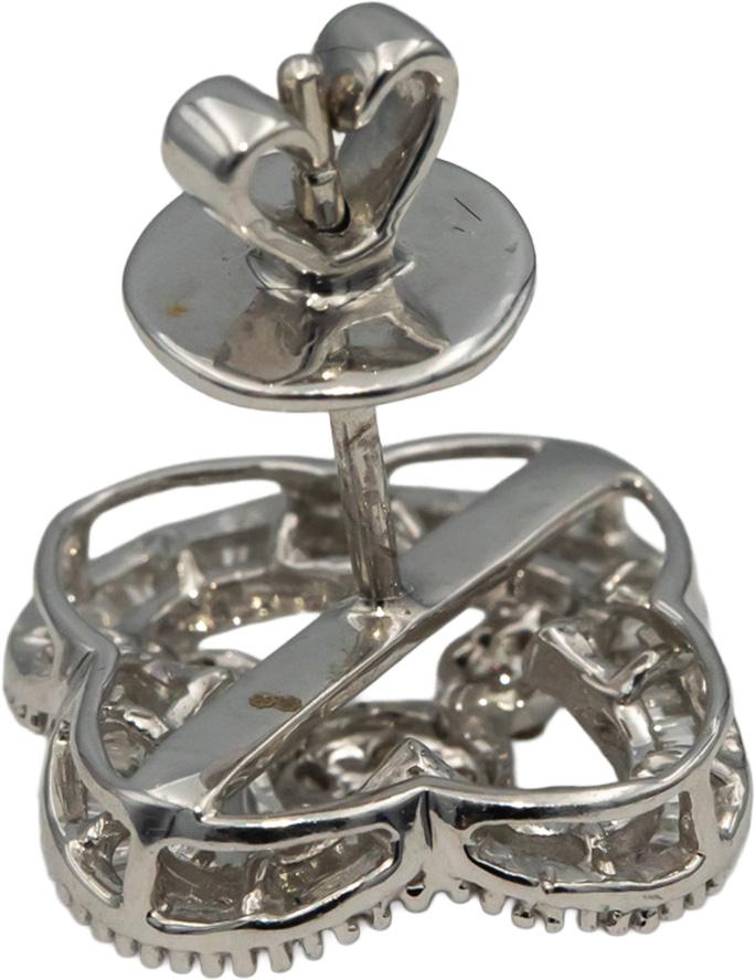 18k White Gold Round & Baguette Cut Diamond Stud Earrings 1.0CT