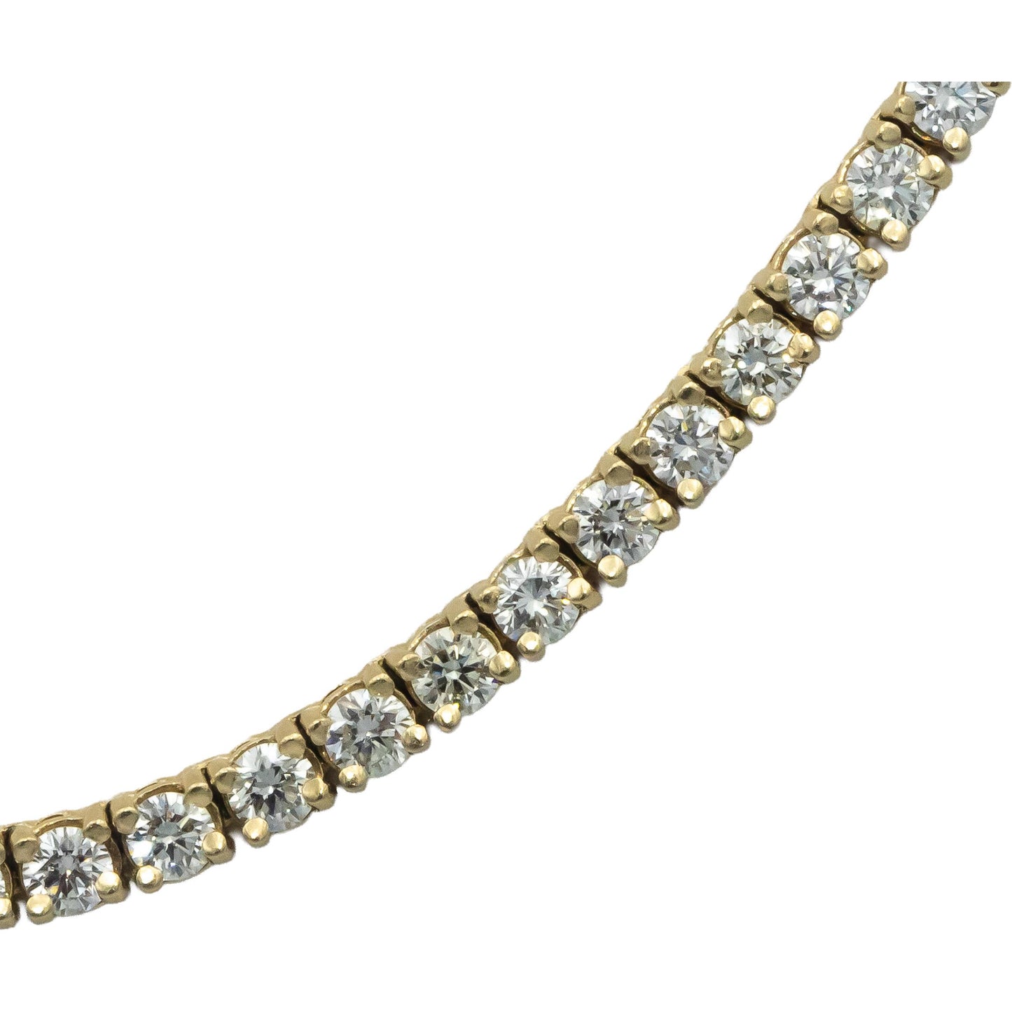14k Yellow Gold VS Round Diamond Tennis Necklace 16.20CT