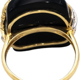 14k Yellow & White Gold Black Onyx Snake Ring w/ Diamond Accents Size 7.75