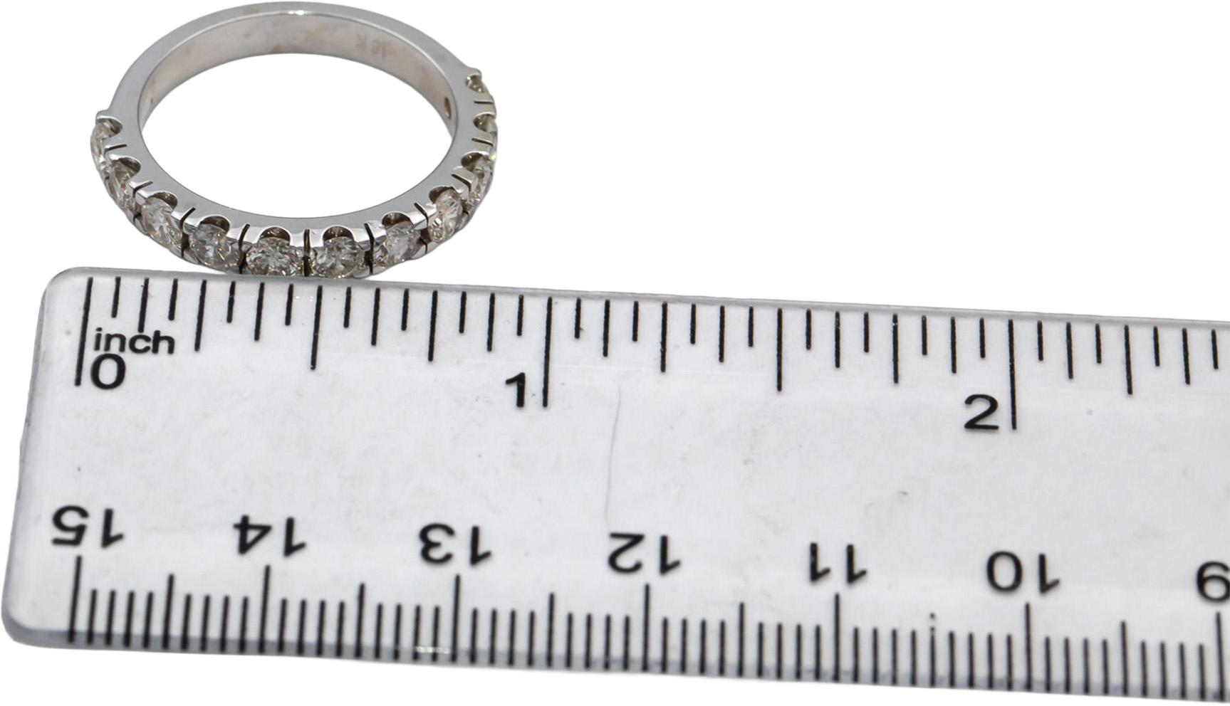 18k White Gold Round Diamond Band Ring 1.28CT Size 7.5