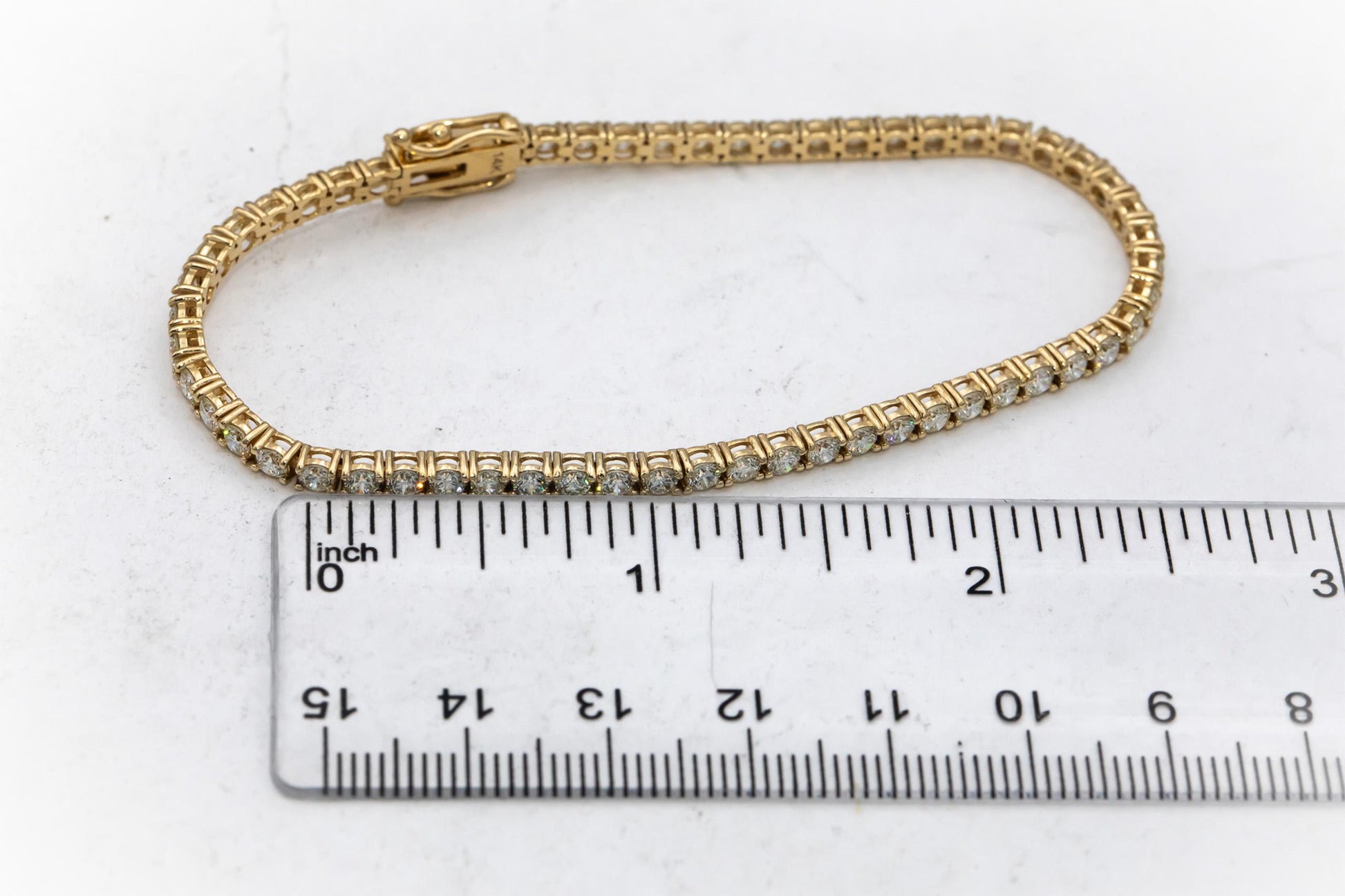 14k Yellow Gold VS Round Diamond Tennis Bracelet 4.65CT