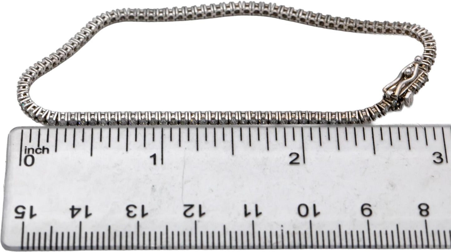 14k White Gold Round Diamond Tennis Bracelet 1.71CT