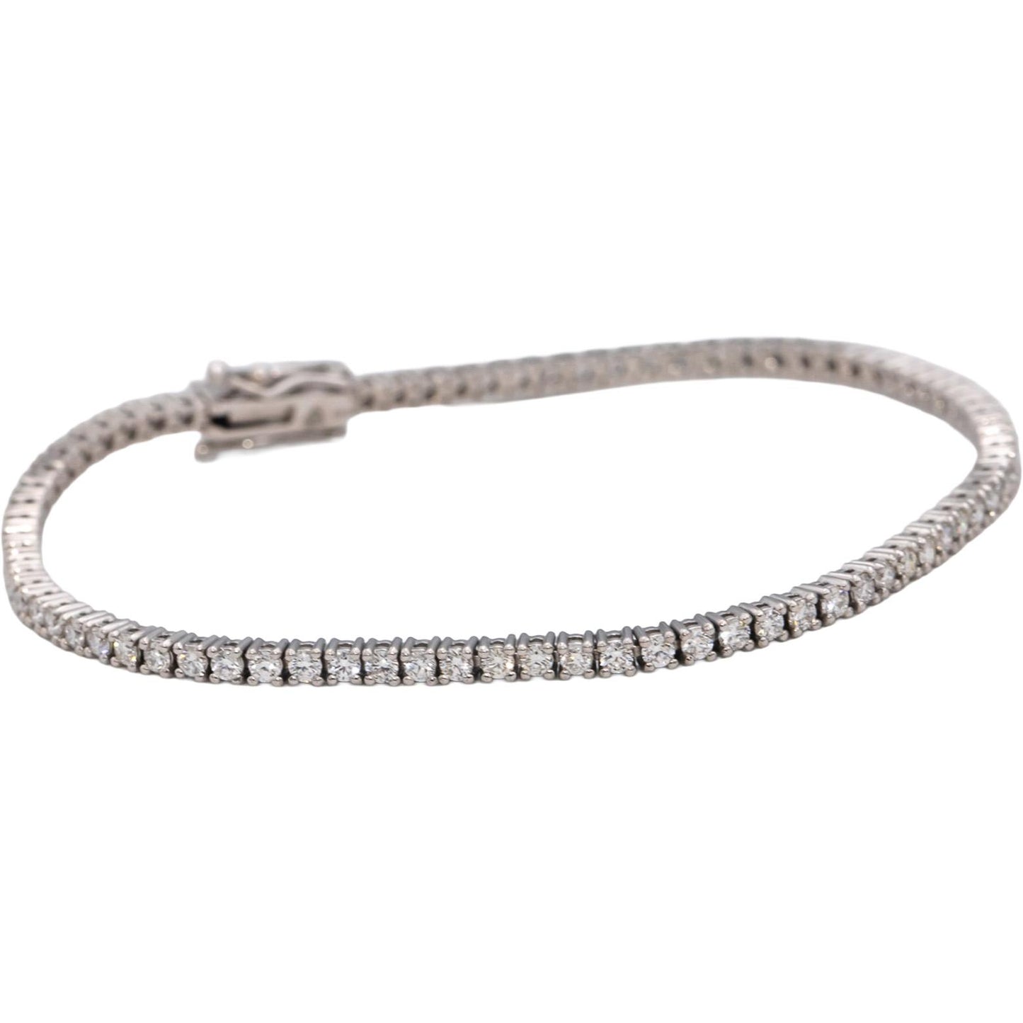 14k White Gold VS Round Diamond Tennis Bracelet 2.10CT
