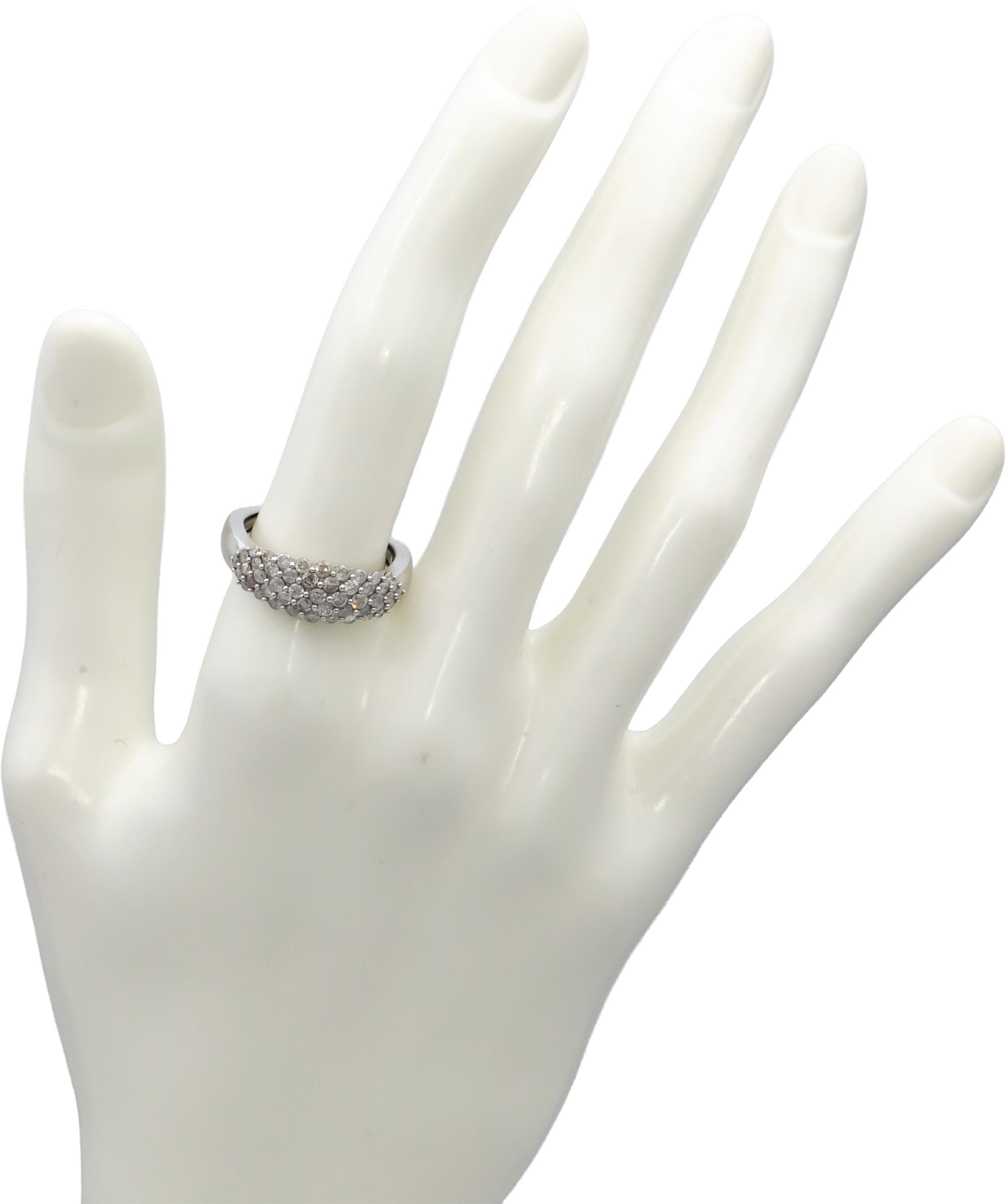 10k White Gold Round Diamond Cluster Band Ring 0.75CT Size 7