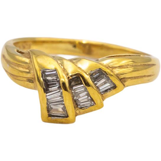 18k Yellow Gold VS Baguette Cut Channel Set Diamond Cocktail Ring 0.35CT Size 6