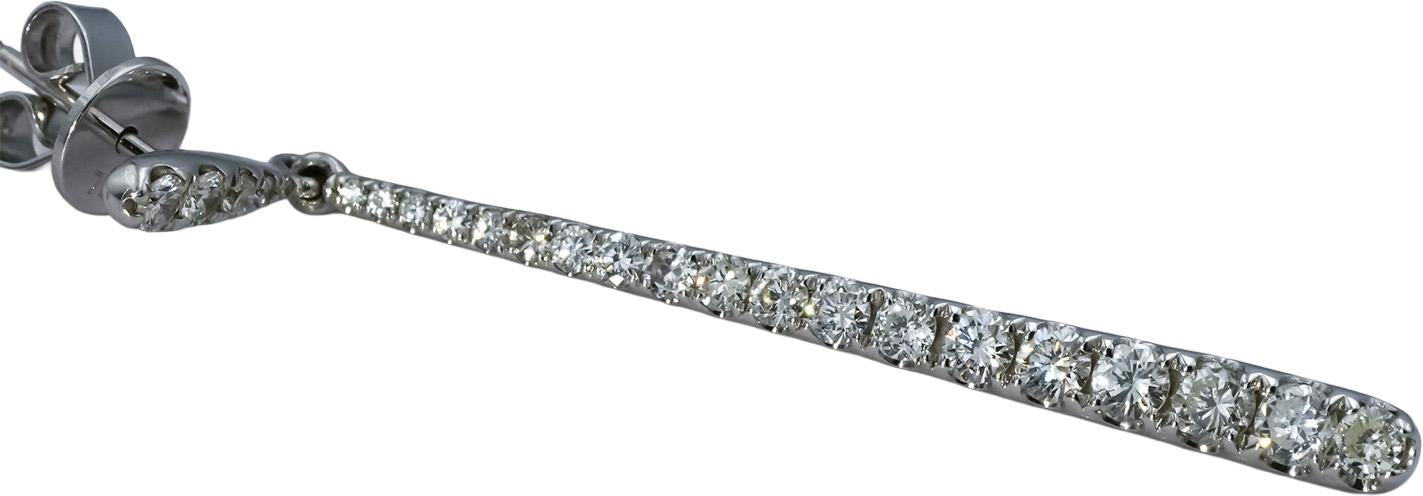 18k White Gold Round VS Diamond Drop Dangle Earrings 1.50CT