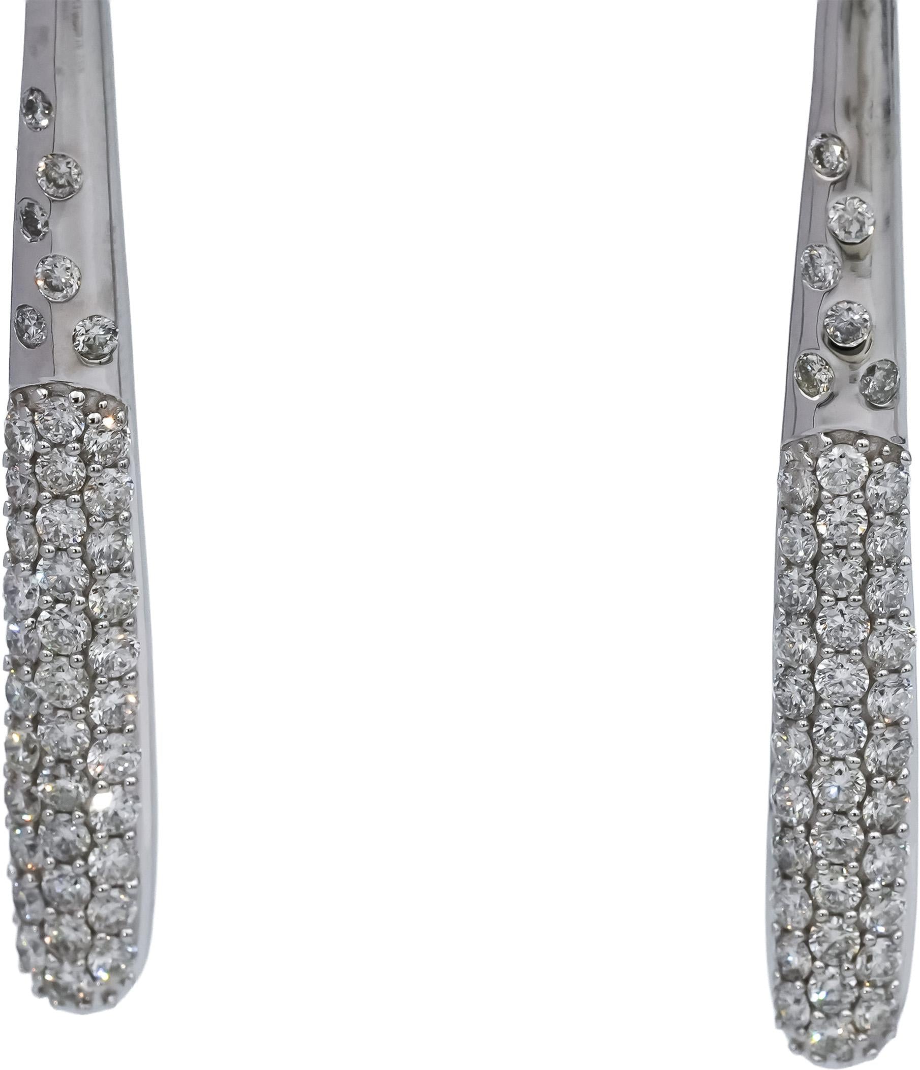 14k White Gold Round Diamond Drop Dangle Earrings 2.0CT