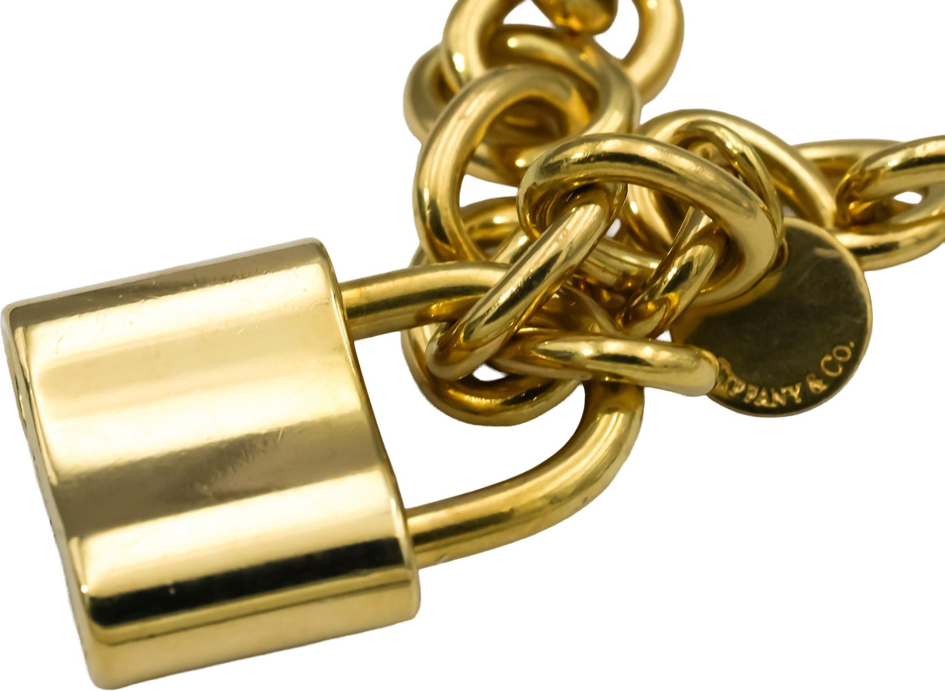 TIFFANY & CO. 18k Yellow Gold 1837 Lock Circle Chain Link Bracelet