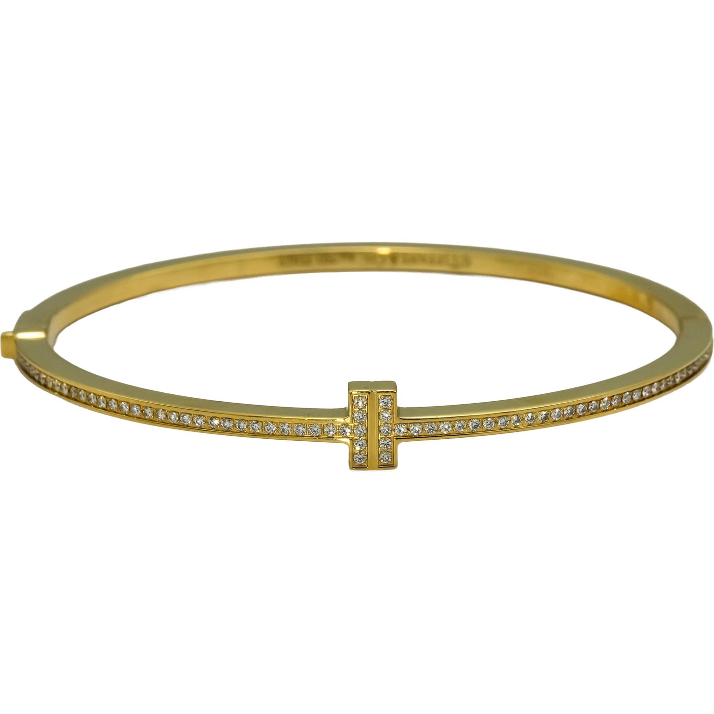 TIFFANY & CO. 18k Gold Tiffany T Diamond Bangle Bracelet .31CT 10,800 Retail