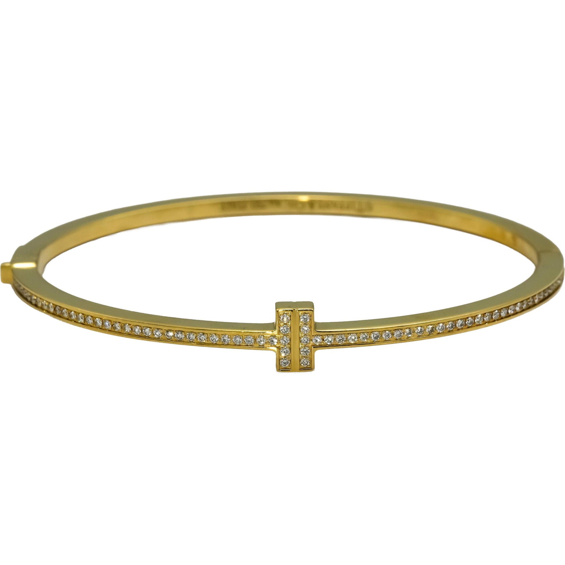 TIFFANY & CO. 18k Gold Tiffany T Diamond Bangle Bracelet .31CT 10,800 Retail