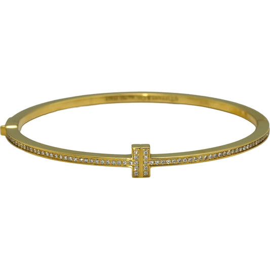TIFFANY & CO. 18k Gold Tiffany T Diamond Bangle Bracelet .31CT 10,800 Retail