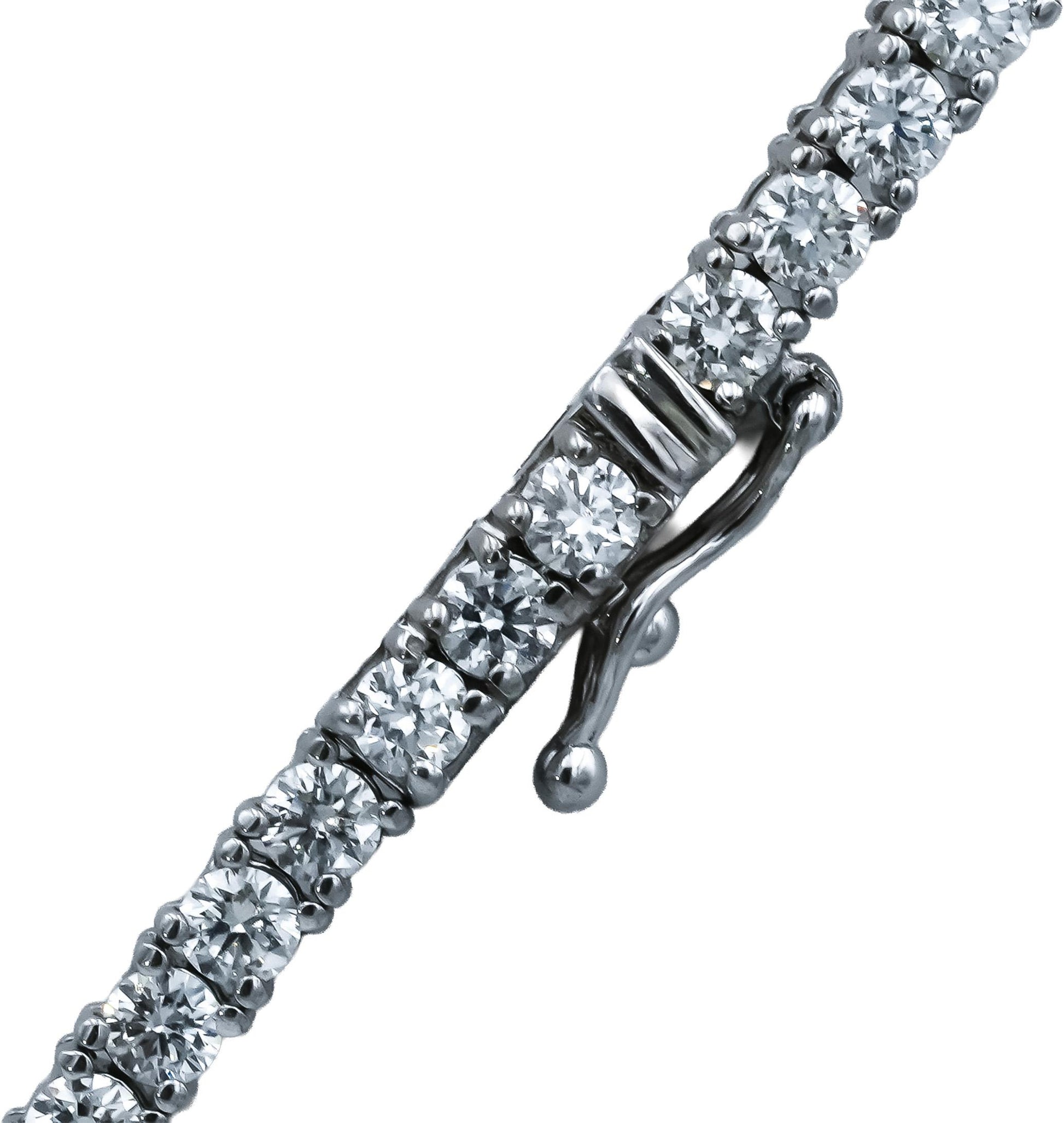14k White Gold Round Diamond Tennis Necklace 10.14CT