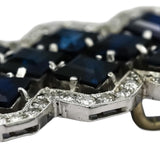 Vintage Antique Platinum VS Diamond and Sapphire Pendant 5.10CT