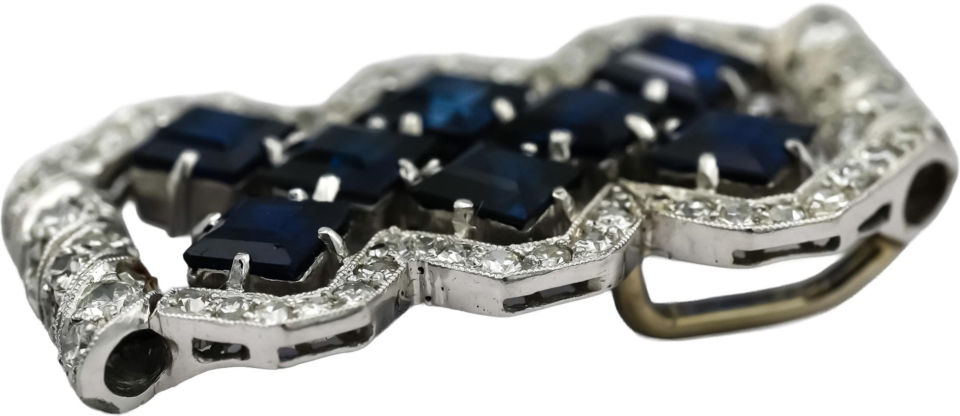 Vintage Antique Platinum VS Diamond and Sapphire Pendant 5.10CT