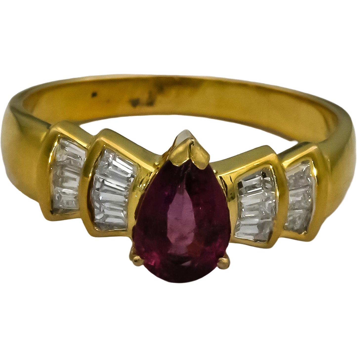 18k Yellow Gold VS Diamond and Pink Tourmaline Ring 1.32CT Size 7.25