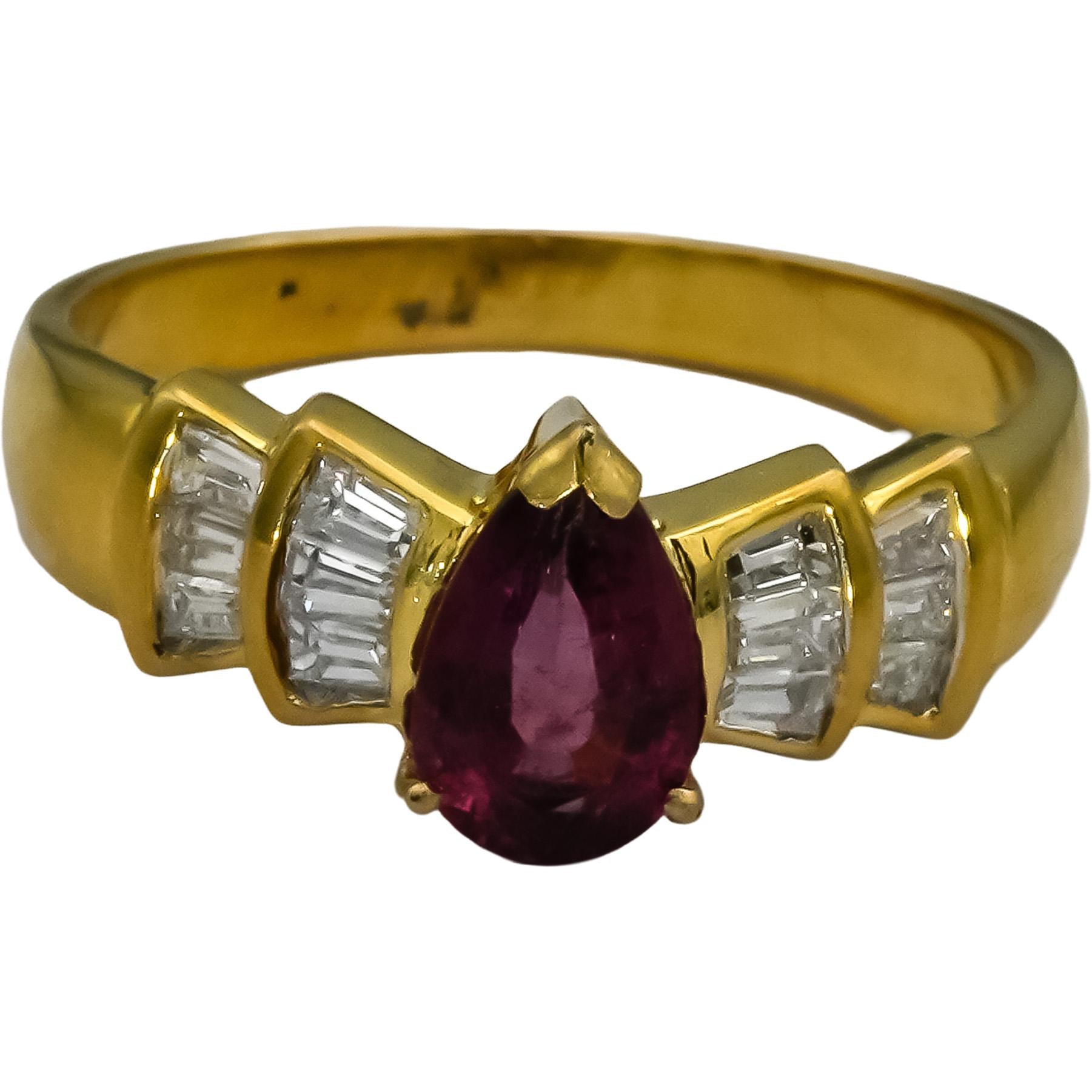18k Yellow Gold VS Diamond and Pink Tourmaline Ring 1.32CT Size 7.25