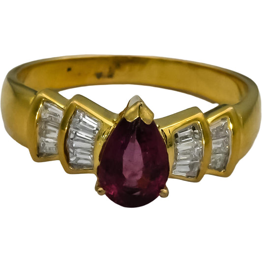 18k Yellow Gold VS Diamond and Pink Tourmaline Ring 1.32CT Size 7.25